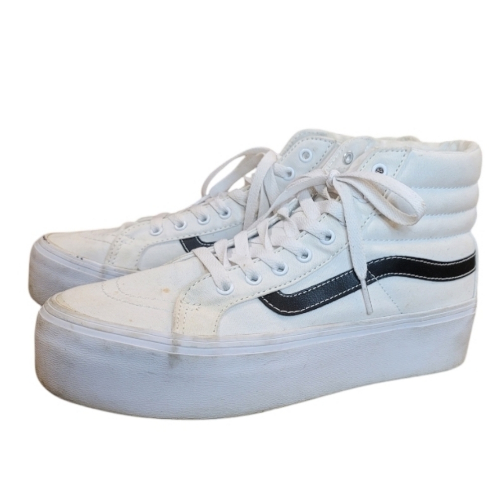 Vans White and Black High-Top Sneakers